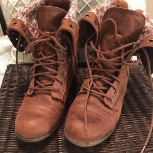 Brown lace up boots